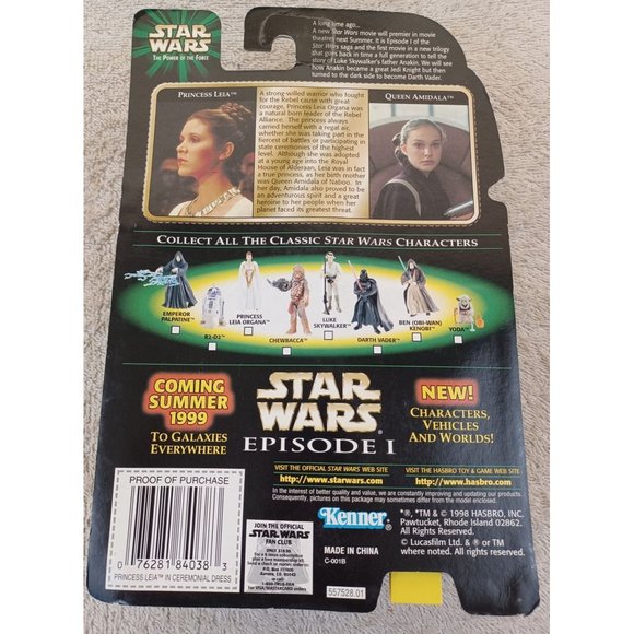 1998 NIB New Star Wars Power of the Force Princess Leia Organa Action Figure - Picture 3 of 3